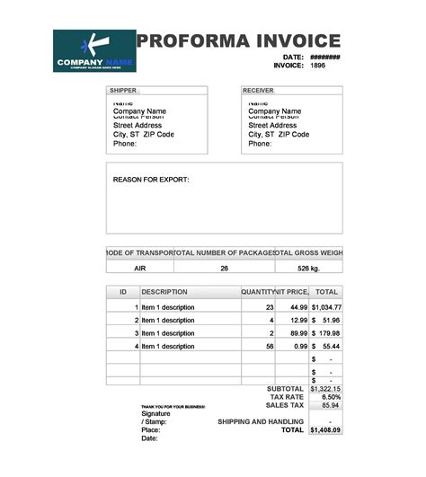proforma invoice
